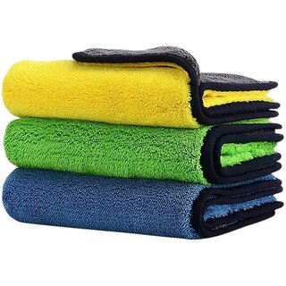 Shopkartz Microfiber Car Towel Cleaning Cloth Wash Towel Set - Vibrant, Absorbent, and Ideal for Car Detailing and Household Cleaning (Pack of 2)