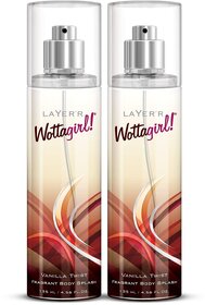 Layer'r Wottagirl Vanilla Twist Fragrant Body Splash For Women | Long Lasting Liquid Fragrance (135Ml) (Pack Of 2)
