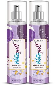 Layer'r Wottagirl French Peony Body Splash for Women | Long Lasting Fragrance (135ml) (Pack of 2)