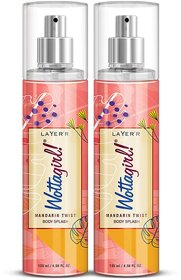Layer'r Wottagirl Mandarin Twist Body Splash for Women | Long Lasting Fragrance (135ml) (Pack of 2)