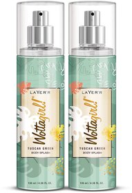 Layer'r Wottagirl Tuscan Green Body Splash for Women | Long Lasting Fragrance (135ml) (Pack of 2)