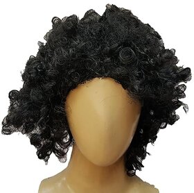 Kaku Fancy Dresses Black Curly Afro Funky Malinga Wig For Disco/Party Props/Party Favours -Black, For Boys  Girls