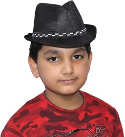 Kaku Fancy Dresses Net Hat Accesory -Black, Free Size, For Boys & Girls