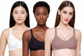 ZIVOK (Pack of 3) Women Full Coverage Non Padded Bra (Multicolor)