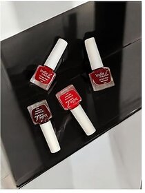 Nail Polish 12-Free Formula Quick Dry Long-Lasting Chip Resistant High Glossy Shine Vegan Made in India Nail Paint For Women 5ml (Red Affair Pack of 4)