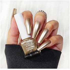 Nail Polish Solar Light - Metallic Gold Finish Long-Lasting High-Shine Finish | Chip-Resistant and Quick-Drying Formula | Vegan and 12-Free Nail Paint For Women 5ml