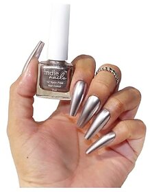 Nail Polish Outer Space - Metallic Silver Shade Chrome Finish Long-Lasting High-Shine Finish | Chip-Resistant and Quick-Drying Formula | Vegan and 12-Free Nail Paint For Women Professional-Quality Manicure 5ml
