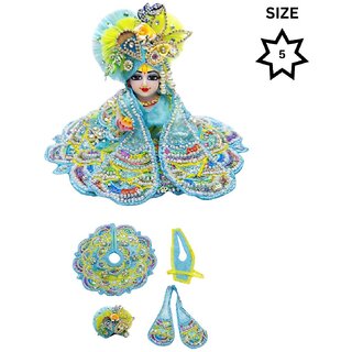 Tiny Shiny Laddu Gopal Poshak Thakur Ji Dress Heavy Designer Dress(Size-5 , Inch-10)