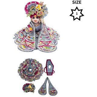 Tiny Shiny Laddu Gopal Poshak Thakur Ji Dress Heavy Designer Dress(Size-1 , Inch-5)