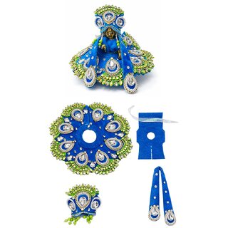 Tiny Shiny Laddu Gopal Poshak Thakur Ji Dress Heavy Designer Dress(Size-2 , Inch-6)