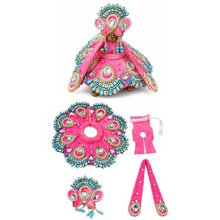 Tiny Shiny Laddu Gopal Poshak Thakur Ji Dress Heavy Designer Dress(Size-2 , Inch-6)