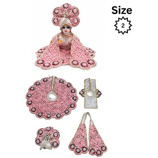 Tiny Shiny Laddu Gopal Poshak Thakur Ji Dress Heavy Designer Dress(Size-2 , Inch-6)