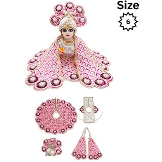 Tiny Shiny Laddu Gopal Poshak Thakur Ji Dress Heavy Designer Dress(Size-6 , Inch-12)