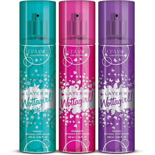 LAYER'R Wottagirl Classic Collection Heaven Romance Fantasy Body Splash 135 ml (Pack of 3)