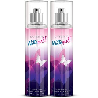 Layer'r Women WottaGirl Amber Kiss Fragrant Body Splash | Long Lasting Liquid Fragrance (135Ml) (Pack Of 2)