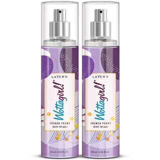 Layer'r Wottagirl French Peony Body Splash for Women | Long Lasting Fragrance (135ml) (Pack of 2)