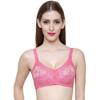 ZIVOK (Pack of 3) Women Full Coverage Lightly Padded Bra (Pink, Green, Beige)
