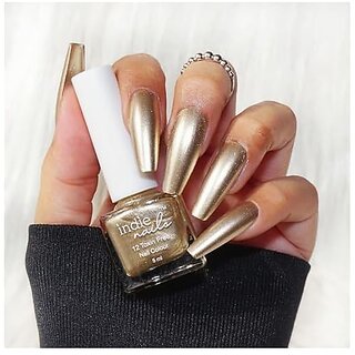 Nail Polish Solar Light - Metallic Gold Finish Long-Lasting High-Shine Finish | Chip-Resistant and Quick-Drying Formula | Vegan and 12-Free Nail Paint For Women 5ml