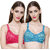 ZIVOK (Pack of 2) Women Full Coverage Non Padded Bra (Pink, Green)
