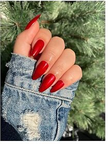 Press On Nails  Fake Nails  Stick On Nails 24 Pcs  Cool Glossy Finish Reusable Stick-On Nails with Long Lasting Korean Liquid Nail Glue and Tabs Bold Trendy Nail Extensions  Indie Nails (Designs Bright Red)