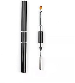KRENI Dual-Ended Polygel Brush and Picker2 in 1 Designs Polygel Nail Brushes Stainless Steel Gel Nail Tool for PolyGel UV Gel Acrylic Nails Extension