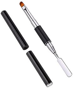 Dual-Ended Polygel Brush and Picker Brush tool 2 in 1 Stainless Steel Designs Polygel Nail Brushes Gel Nail Tool for PolyGel Gel Acrylic Nails Extension (Black)
