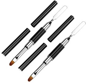 2 Pack of Polygel Brush and Picker Dual-Ended 2 IN 1 Design Stainless Steel Gel Nail Brush Polygel Slice Tool for PolyGel UV Gel Acrylic Nails Extension Quick Building Gel