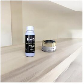 Acrylic Nail Extension Kit xe2x80x93Jazz Nails Professional MMA-Free Acrylic System Clear Powder (28g) Finest Smooth Powder Salon Quality Slow Drying + EMA Monomer (100ml) Medium Drying Non-Yellowing Salon-Quality for Extensions and Overlays