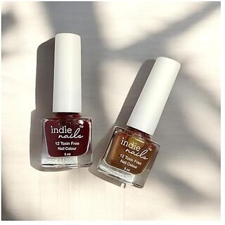 Nail Polish 12-Free Formula Quick Dry Long-Lasting Chip Resistant High Glossy Shine Vegan Made in India Nail Paint For Women 5ml (Golden Cherry Pack of 2)