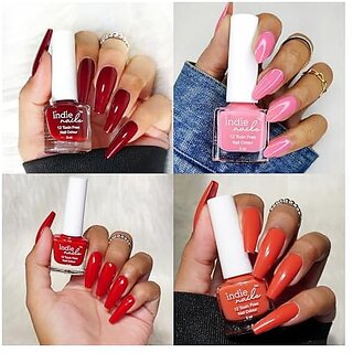 Nail Polish 12-Free Formula Quick Dry Long-Lasting Chip Resistant High Glossy Shine Vegan Made in India Nail Paint For Women 5ml (Scarlet Skies Pack of 4)