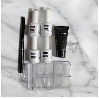 Polygel Nail Extension Kit  Non-Acid Primer Quick-Dry Dehydrator Base and Gloss Top Coat  UV Gel Art HEMA-Free 11-Toxin-Free Vegan Long Lasting