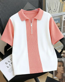Ausk Mens Pink, White Checkered Cotton Blend Polo T-Shirt