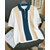 Ausk Mens Off White, Teal Blue Checkered Cotton Blend Polo T-Shirt