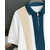 Ausk Mens Off White, Teal Blue Checkered Cotton Blend Polo T-Shirt