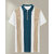 Ausk Mens Off White, Teal Blue Checkered Cotton Blend Polo T-Shirt