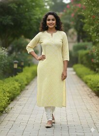 JS Tradition Women Printed, Geometric Print Straight Kurta (Beige)