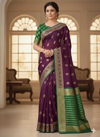 JSTradition Woven Banarasi Cotton Silk, Art Silk Saree with Unstitched Blouse (Pack of 5, Multicolor)
