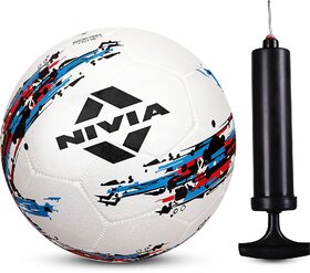 Nivia Storm White Moulded Football with Ball Pump Football - Size: 5 (Pack of 1, White), (Without Air)