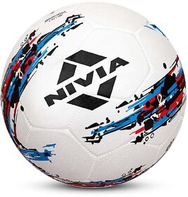 Nivia Storm Football, As Per Basic Standard, Training Ball, 32 Panels, Durable Rubber Cover Molded, Butyl Threadwounded Bladder, to Play On Hard Ground (Size - 5, White), (Without Air)