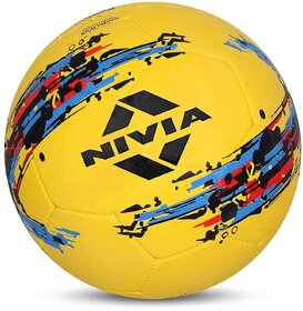 Nivia Storm Football, As Per Basic Standard, Training Ball, 32 Panels, Durable Rubber Cover Molded, Butyl Threadwounded Bladder, to Play On Hard Ground (Size - 5, Yellow), (Without Air)