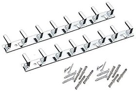ONJECX Stainless Steel  Aluminium 8 PIN Goli Cloth Hanger Bathroom Wall Door Hooks  (Pack of 2 pcs) LHS08SS2