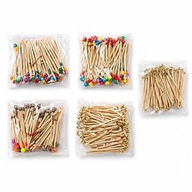 Wooden Fancy Toothpicks  300 Pieces (5 Packets)