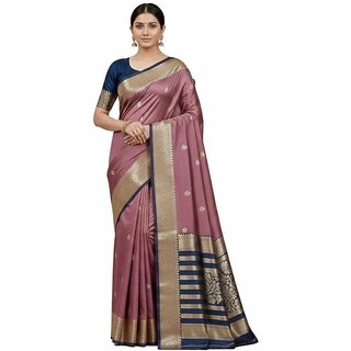 JSTradition Woven Banarasi Cotton Silk Saree with Unstitched Blouse (Pack of 6, Pink)