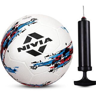 Nivia Storm White Moulded Football with Ball Pump Football - Size: 5 (Pack of 1, White), (Without Air)