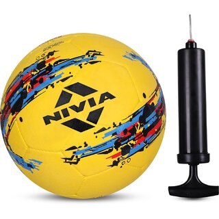 NIVIA Storm Yellow Moulded Football with Ball Pump Football - Size: 5 (Pack of 1, Yellow/Black), (Without Air)