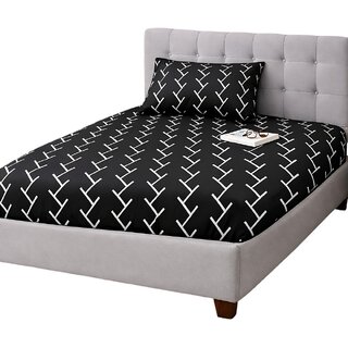 Modern Geometric Double Bed Fitted Sheet - Black White Elegance