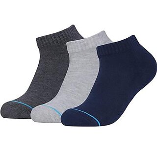 (Pack of 3) Symbol Premium Cotton Sports Socks High Ankle, Cushioned & Odour-Free (White, Black, Navy)