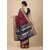 JSTradition Printed Banarasi Cotton Silk Saree with Unstitched Blouse (Maroon)