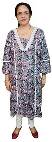 Prabha Apparels Women Printed Polyester A-line Kurti (Grey)