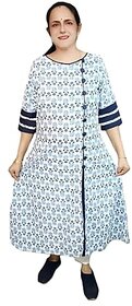 Prabha Apparels Women Printed Cotton A-line Kurti (White)